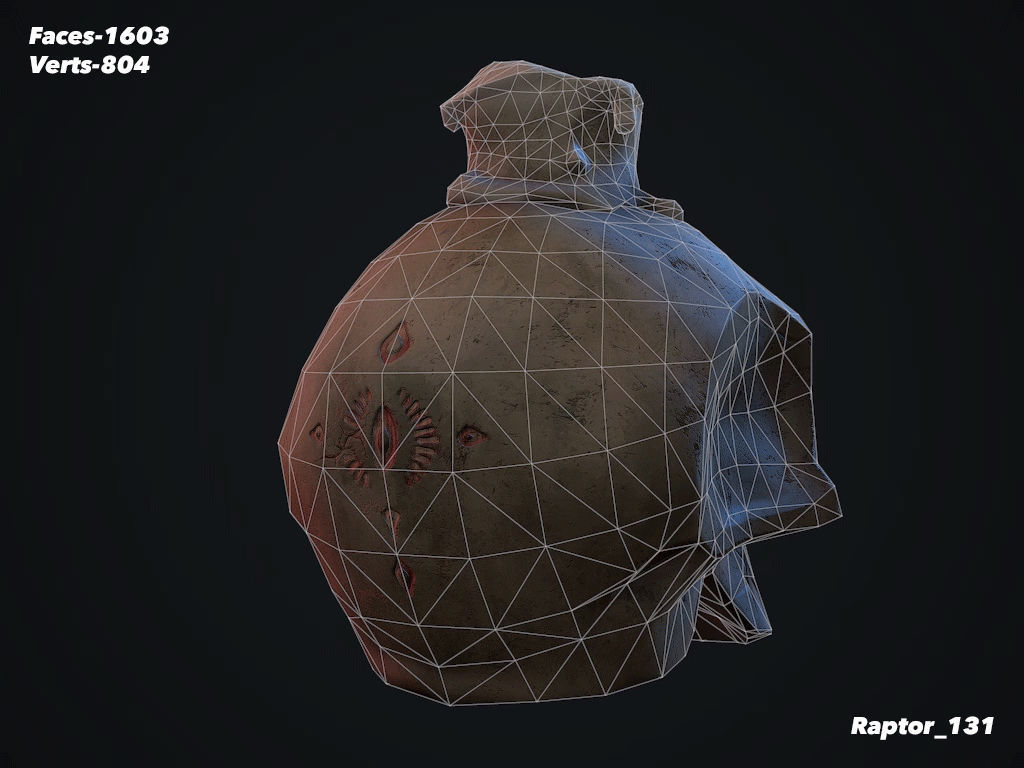 Old Skull with a Candle Low-poly 3D model_11