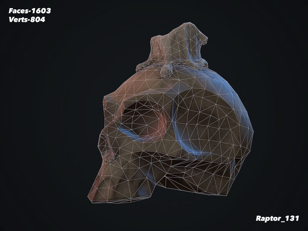 Old Skull with a Candle Low-poly 3D model_8