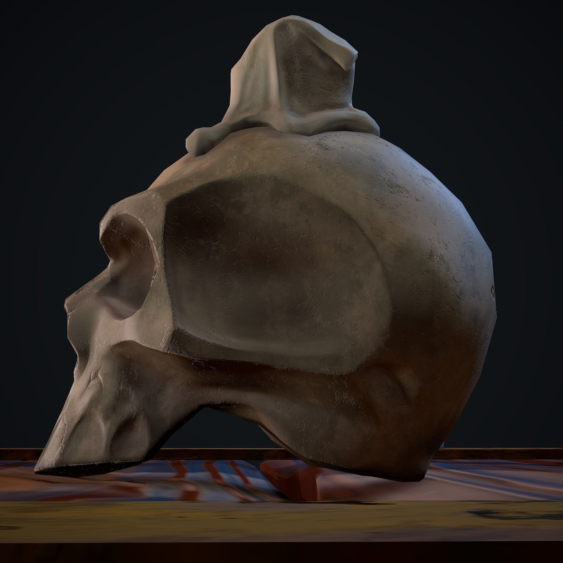 Old Skull with a Candle Low-poly 3D model_5
