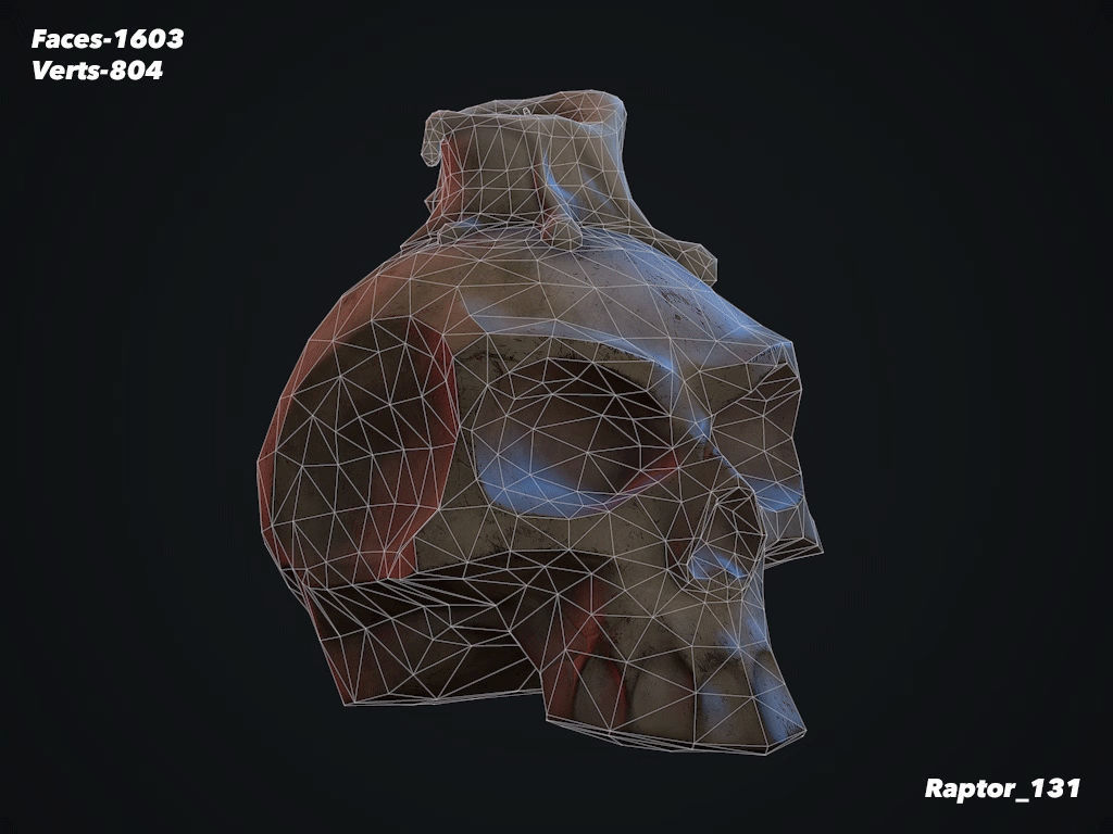 Old Skull with a Candle Low-poly 3D model_13