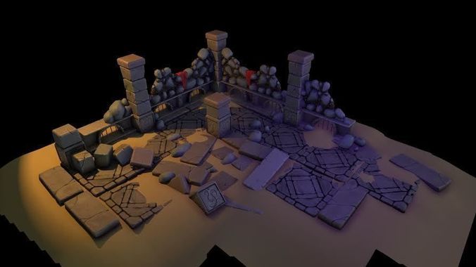 Ancient Castle Ruins Low-poly 3D model