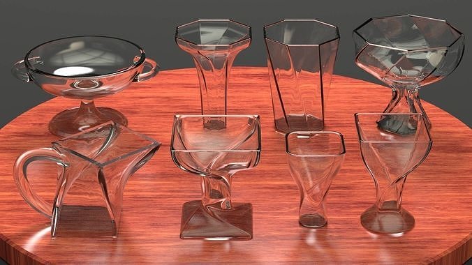 A set of 8 vases 3D model