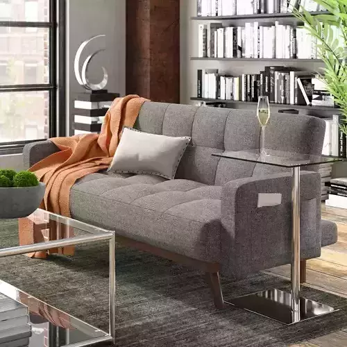 Bowman Linen Square Arm Sofa 3D model