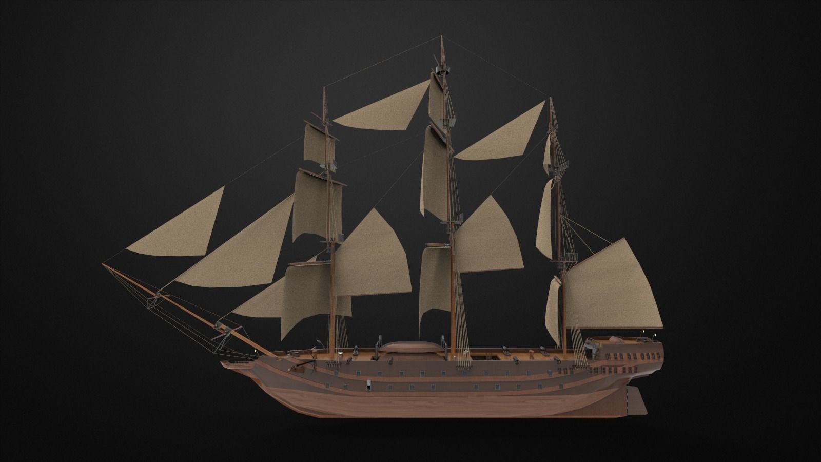 Pirate Sailing ship 3D model_1