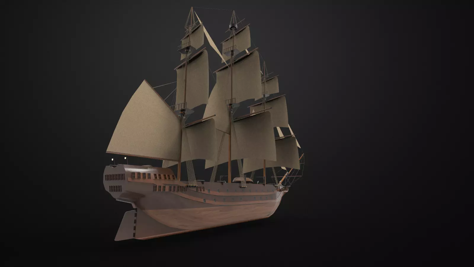 Pirate Sailing ship 3D model_0
