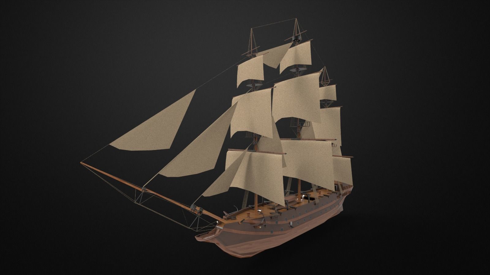 Pirate Sailing ship 3D model_2