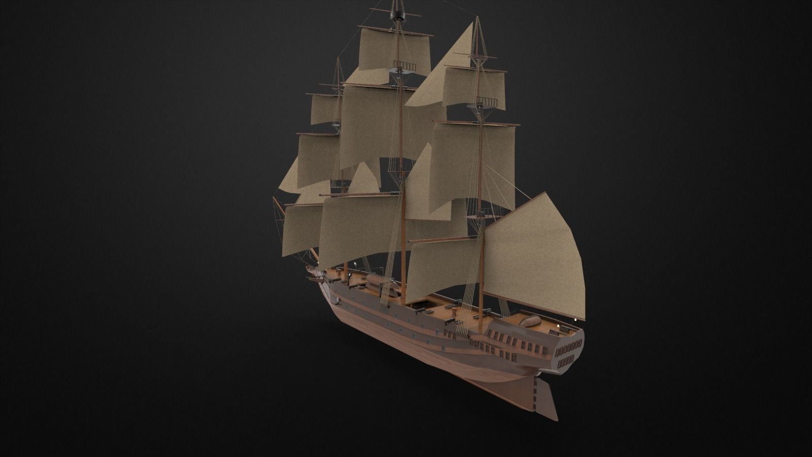 Pirate Sailing ship 3D model_4