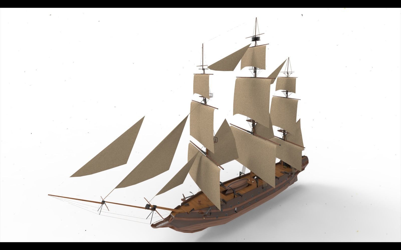 Pirate Sailing ship 3D model_5