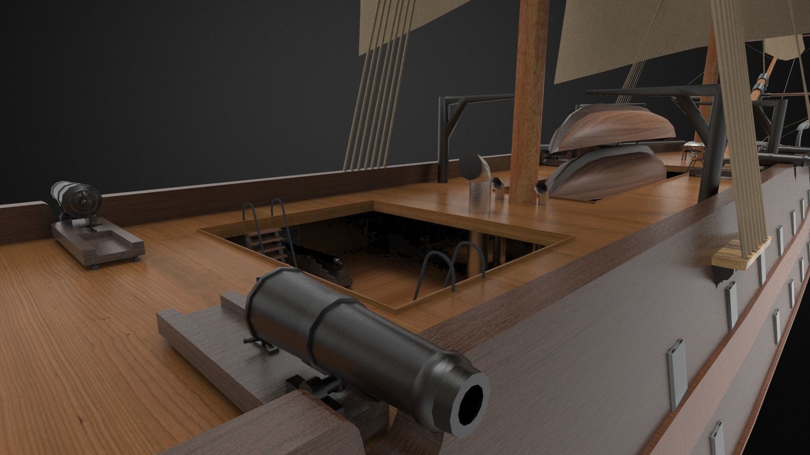 Pirate Sailing ship 3D model_3