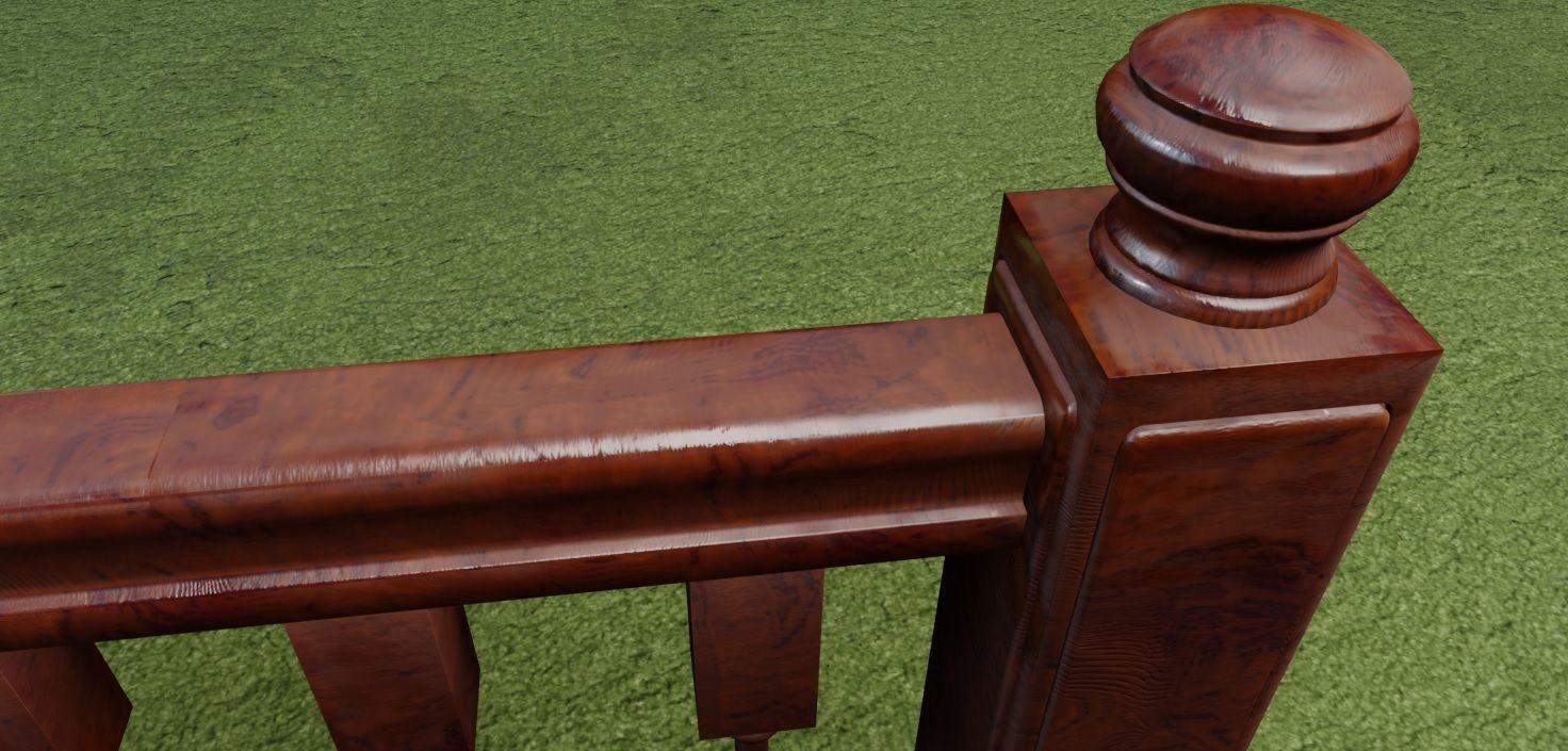 Brown Wooden Banister 3D Model Low-poly 3D model_3