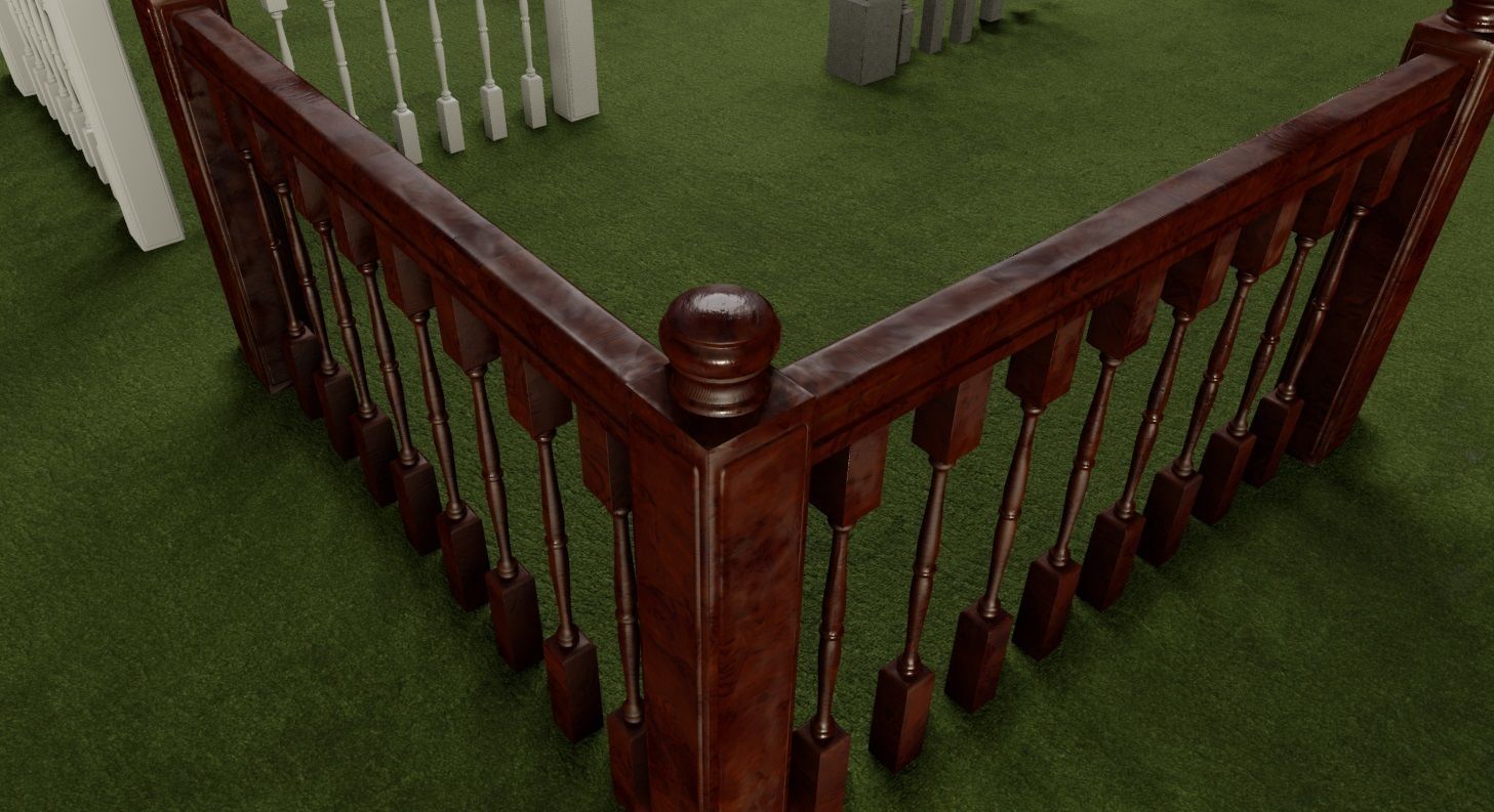 Brown Wooden Banister 3D Model Low-poly 3D model_9