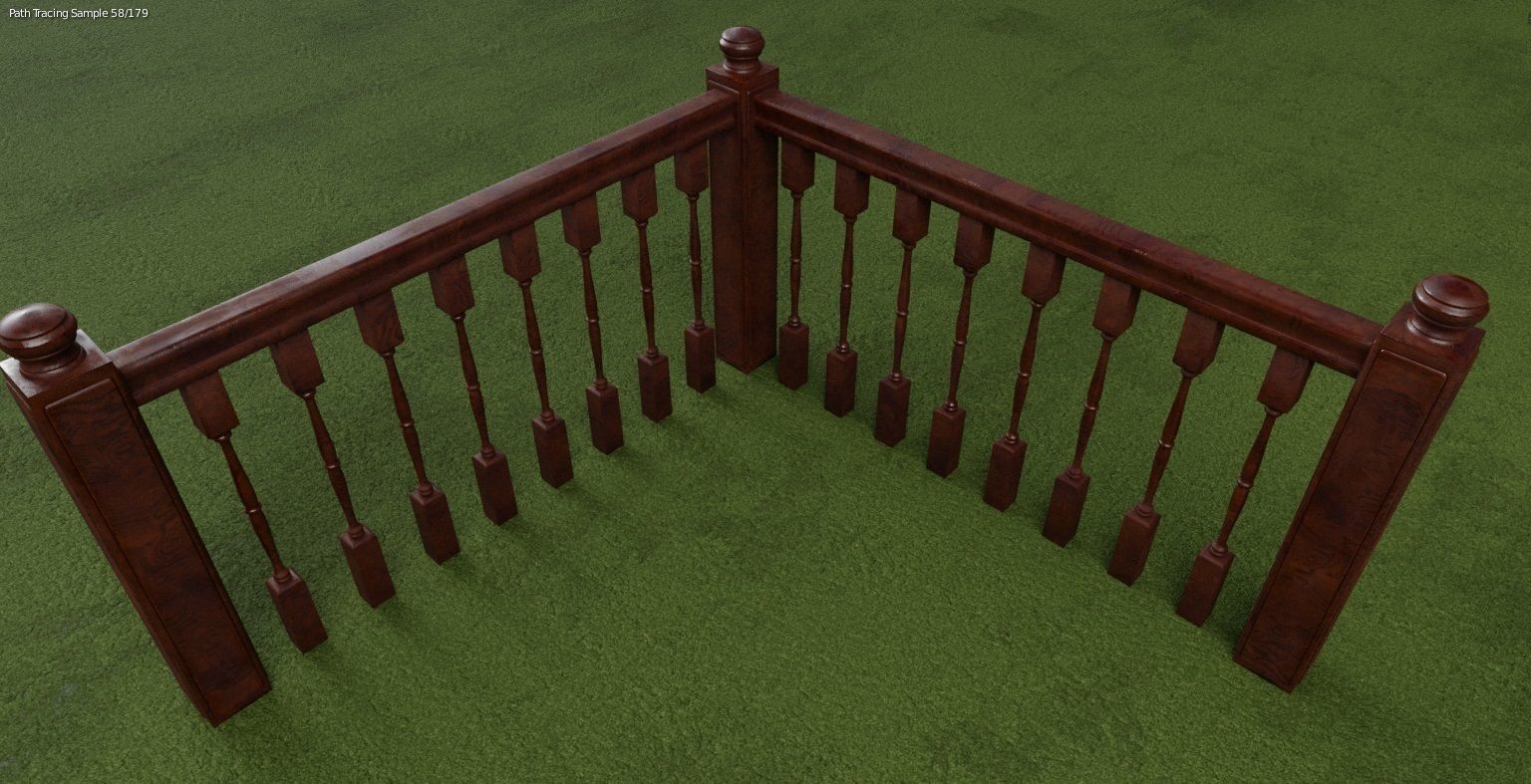 Brown Wooden Banister 3D Model Low-poly 3D model_11