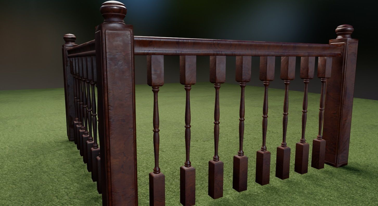 Brown Wooden Banister 3D Model Low-poly 3D model_12