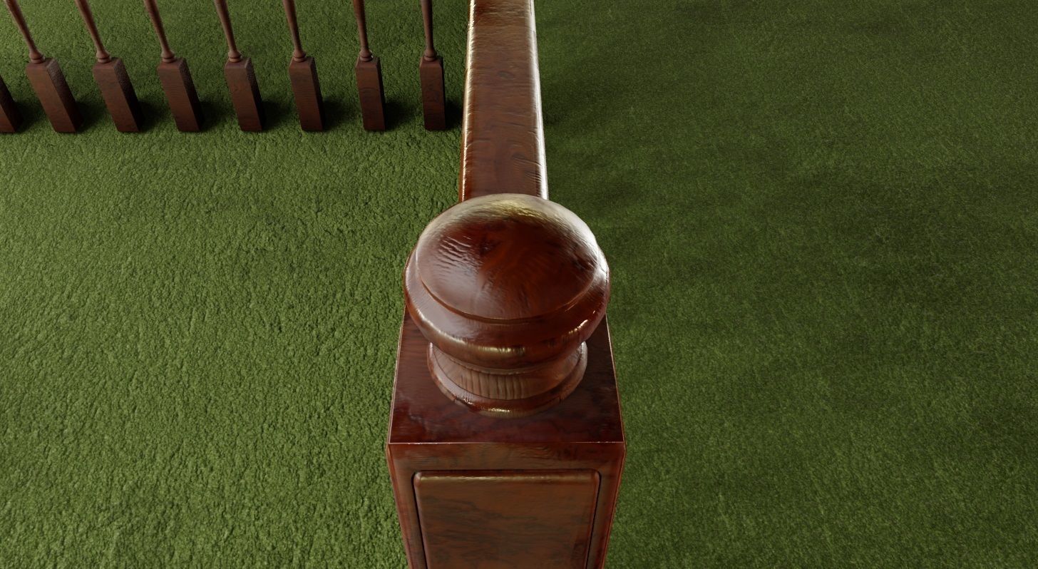 Brown Wooden Banister 3D Model Low-poly 3D model_1