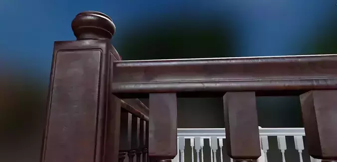 Brown Wooden Banister 3D Model Low-poly 3D model