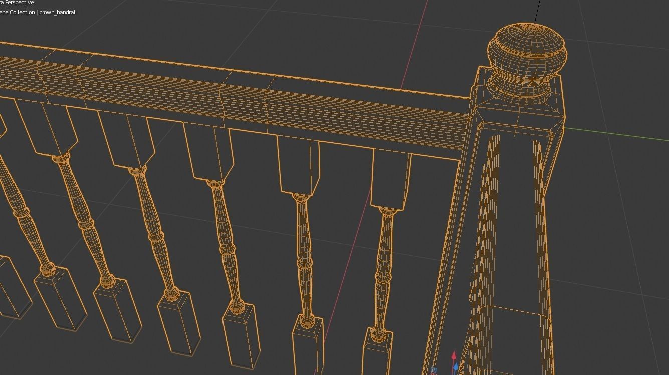 Brown Wooden Banister 3D Model Low-poly 3D model_6
