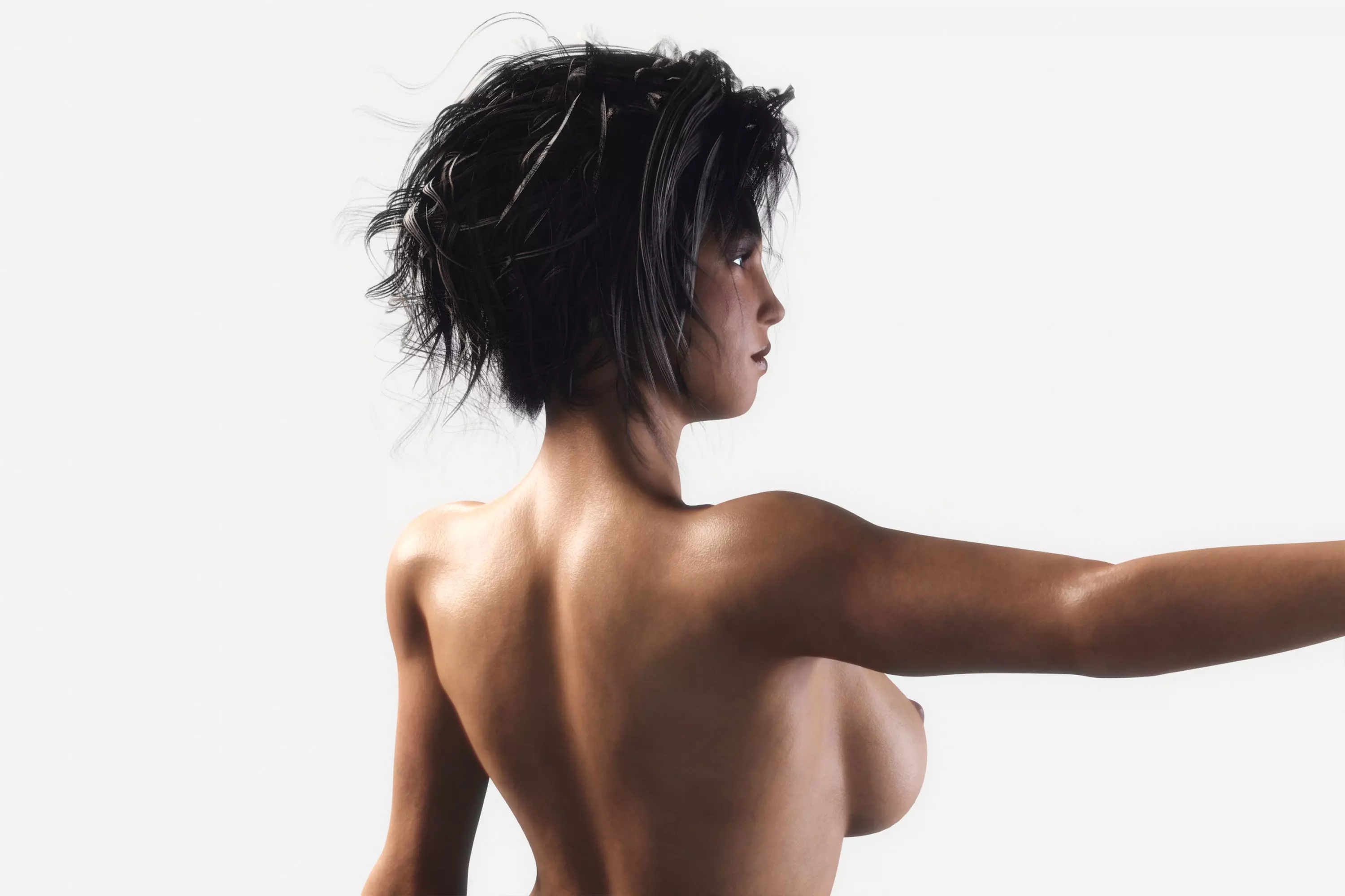 Naked Ebony Woman Fully Rigged Low-poly 3D model