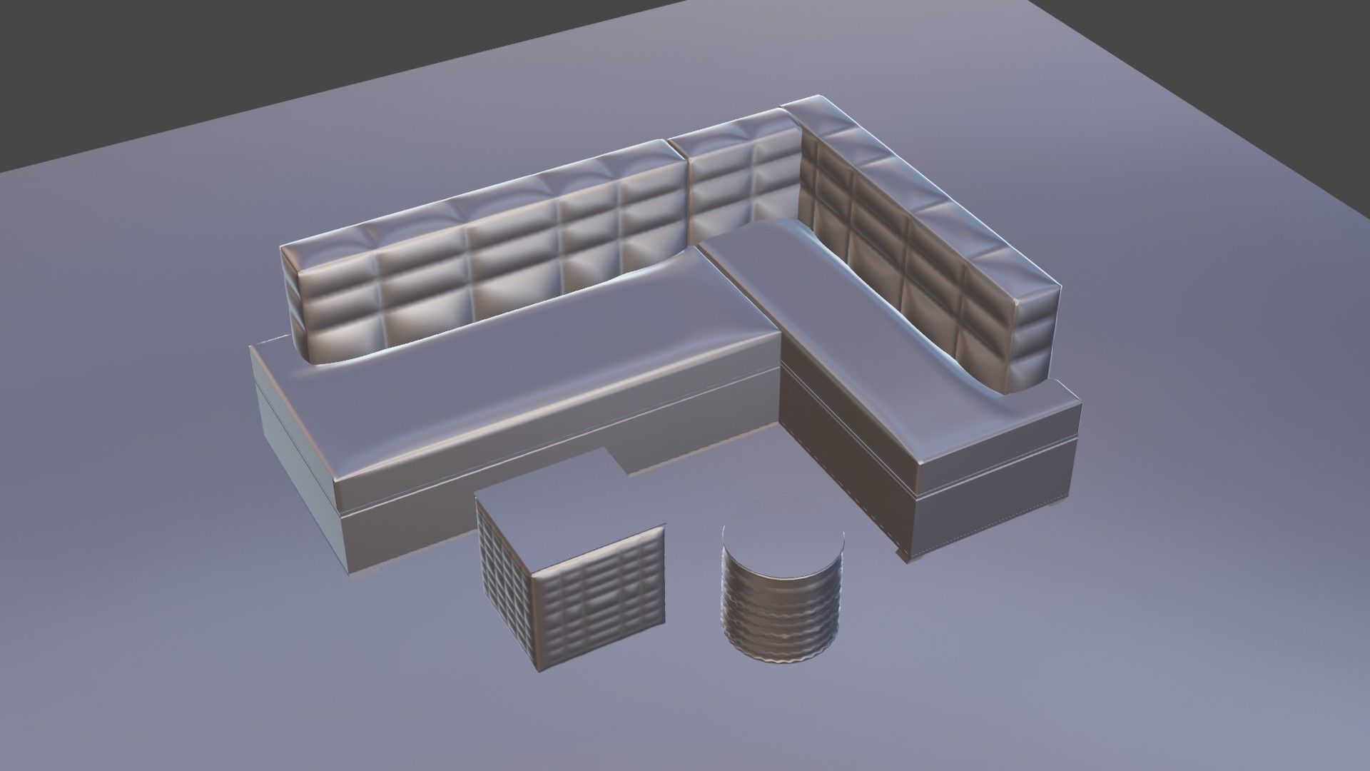 3d model of a beige sofa and ottomans 3D model_11