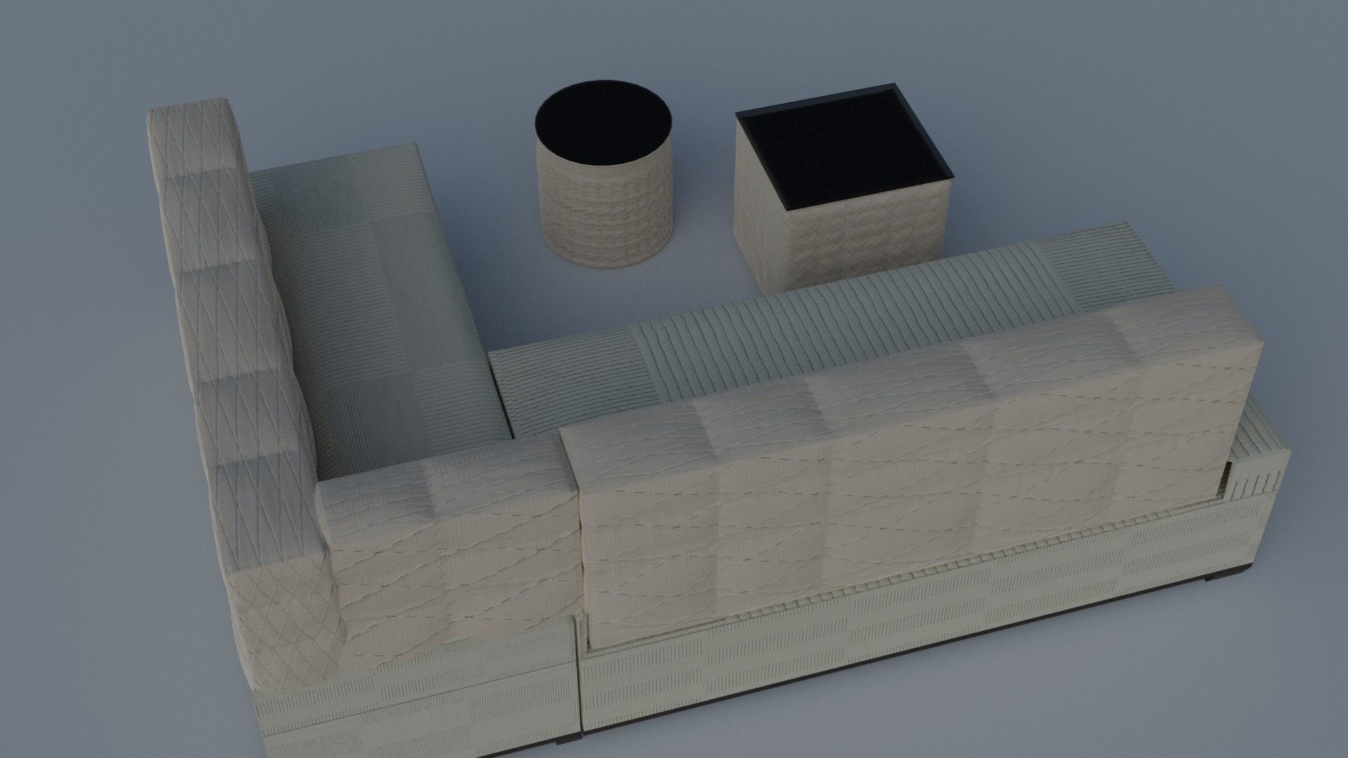 3d model of a beige sofa and ottomans 3D model_6