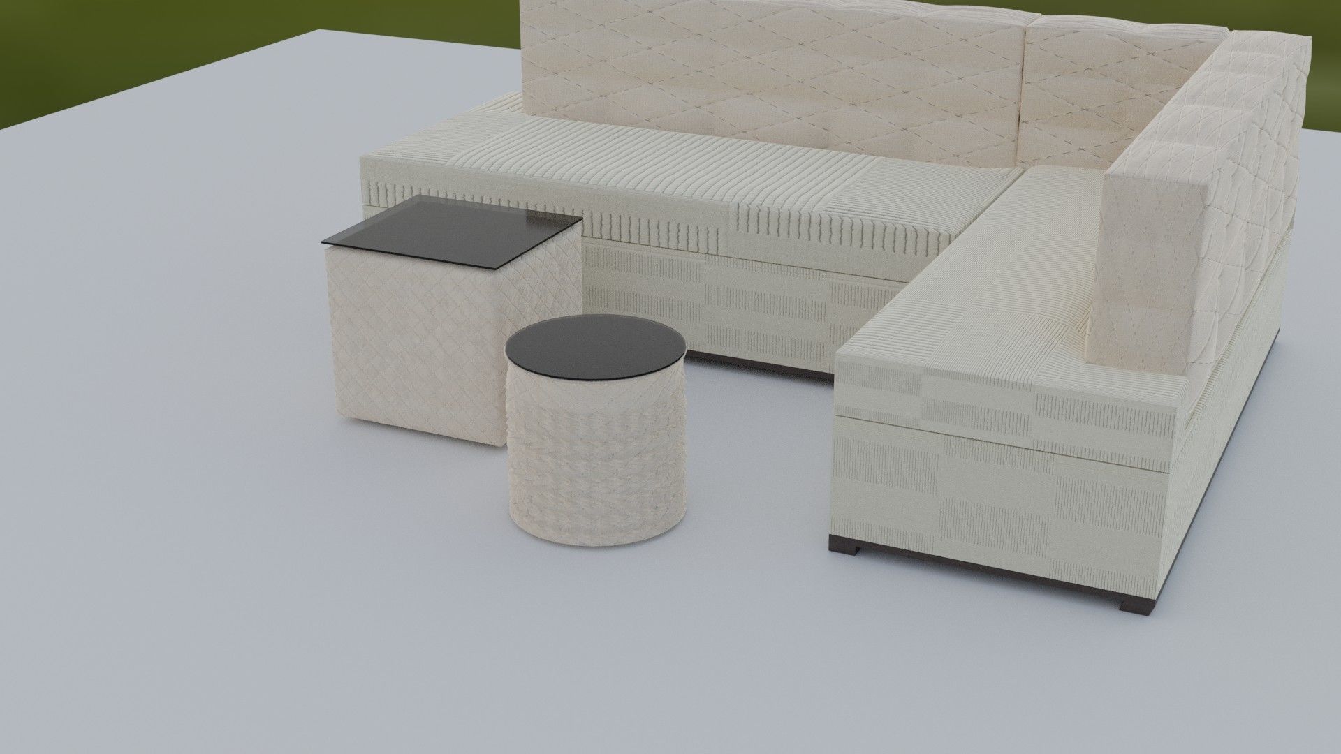 3d model of a beige sofa and ottomans 3D model_2