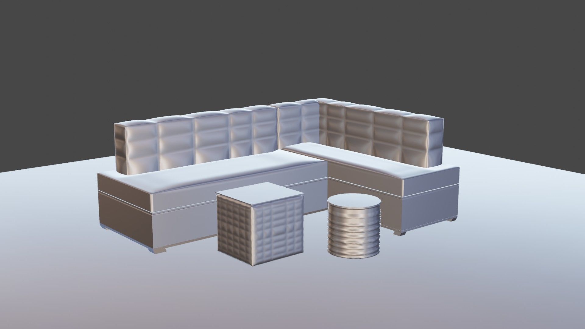 3d model of a beige sofa and ottomans 3D model_8