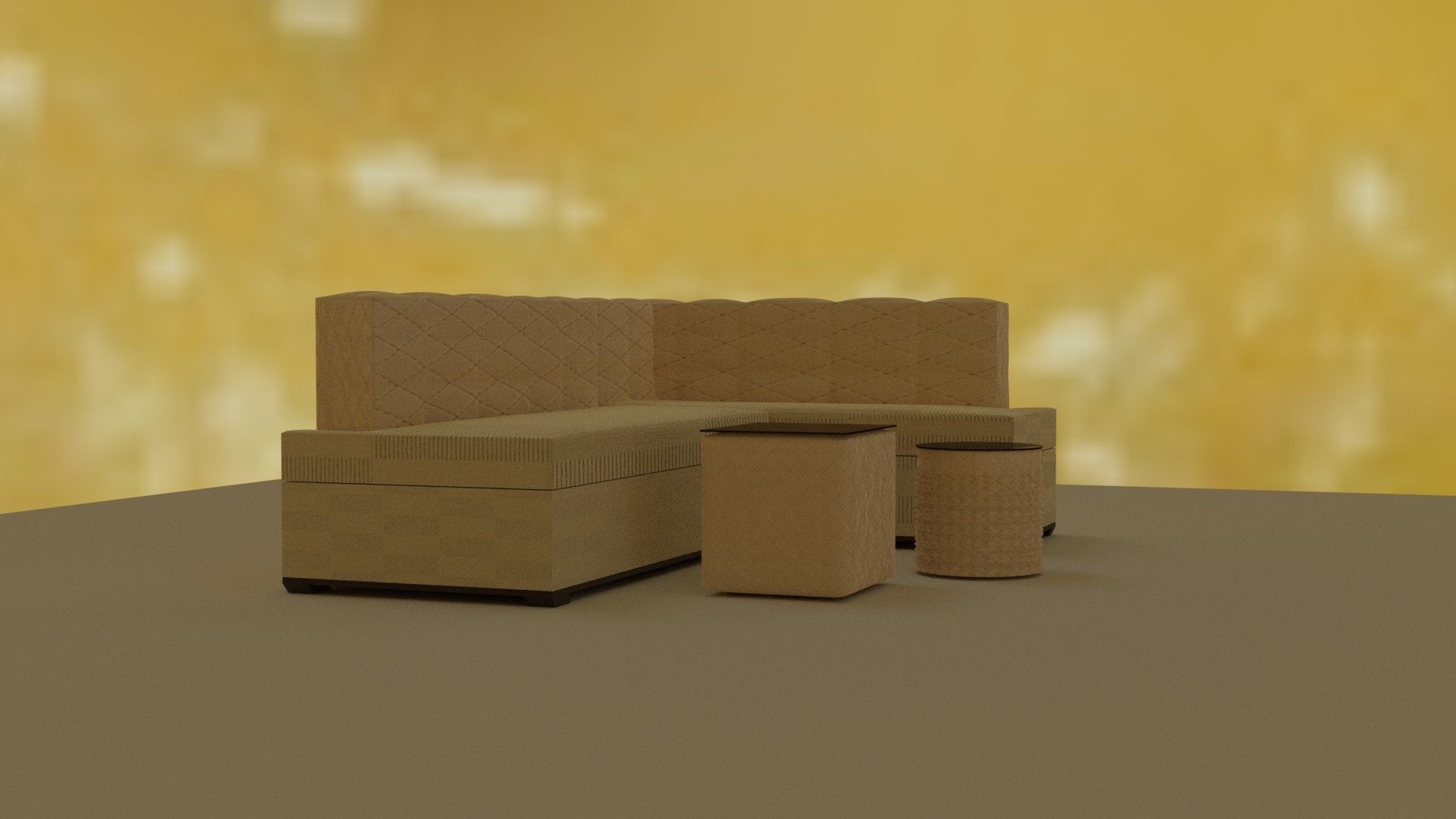 3d model of a beige sofa and ottomans 3D model_12