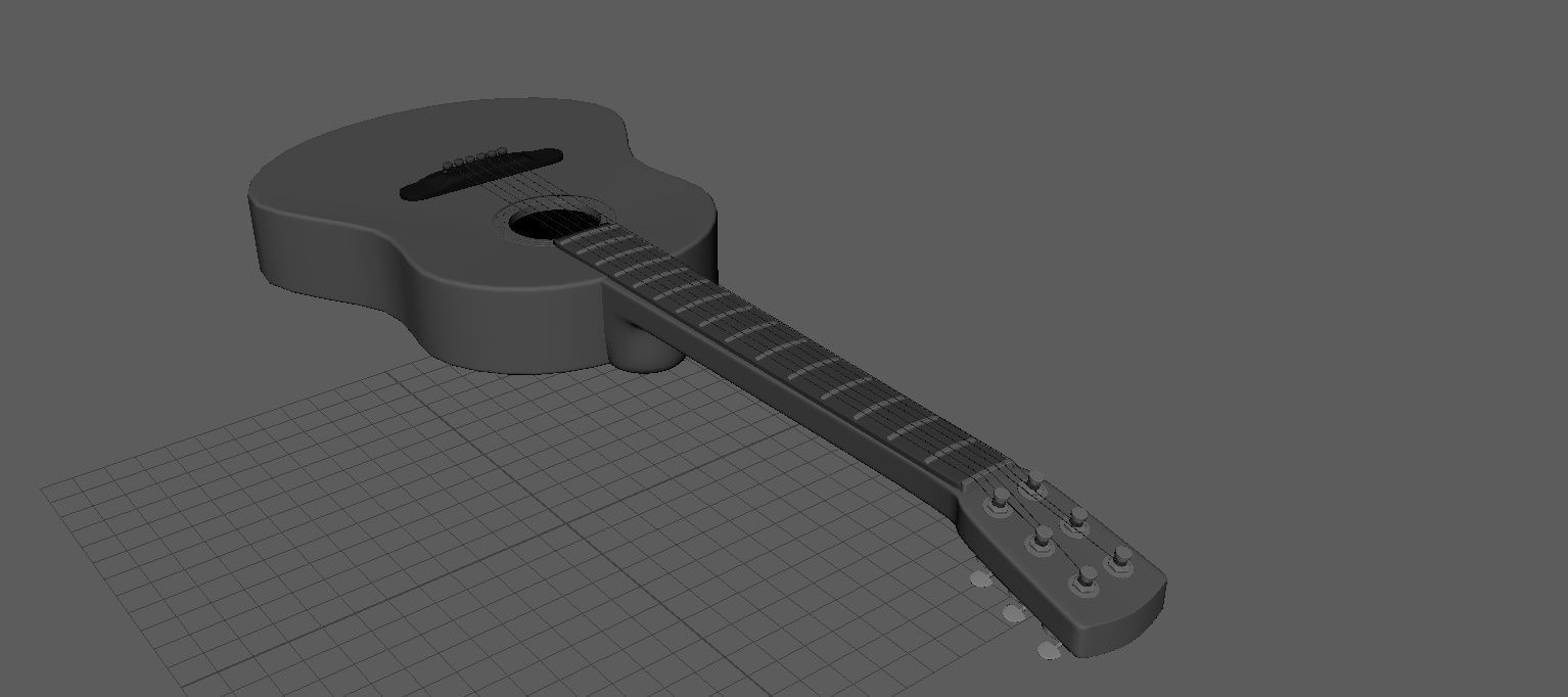 guitar acoustic Low-poly 3D model_1