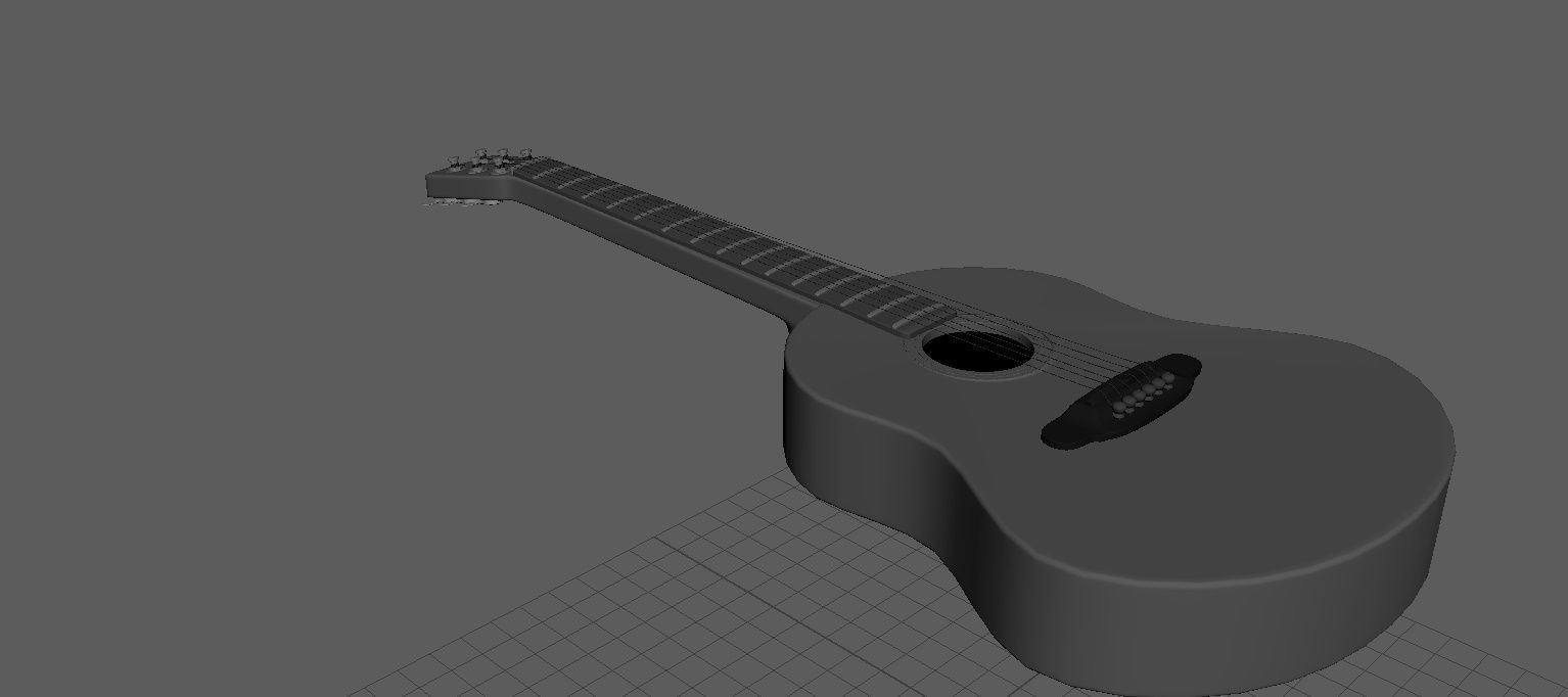guitar acoustic Low-poly 3D model_3