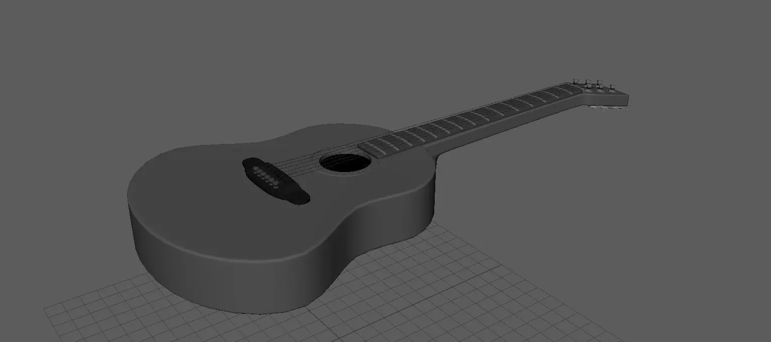guitar acoustic Low-poly 3D model_0