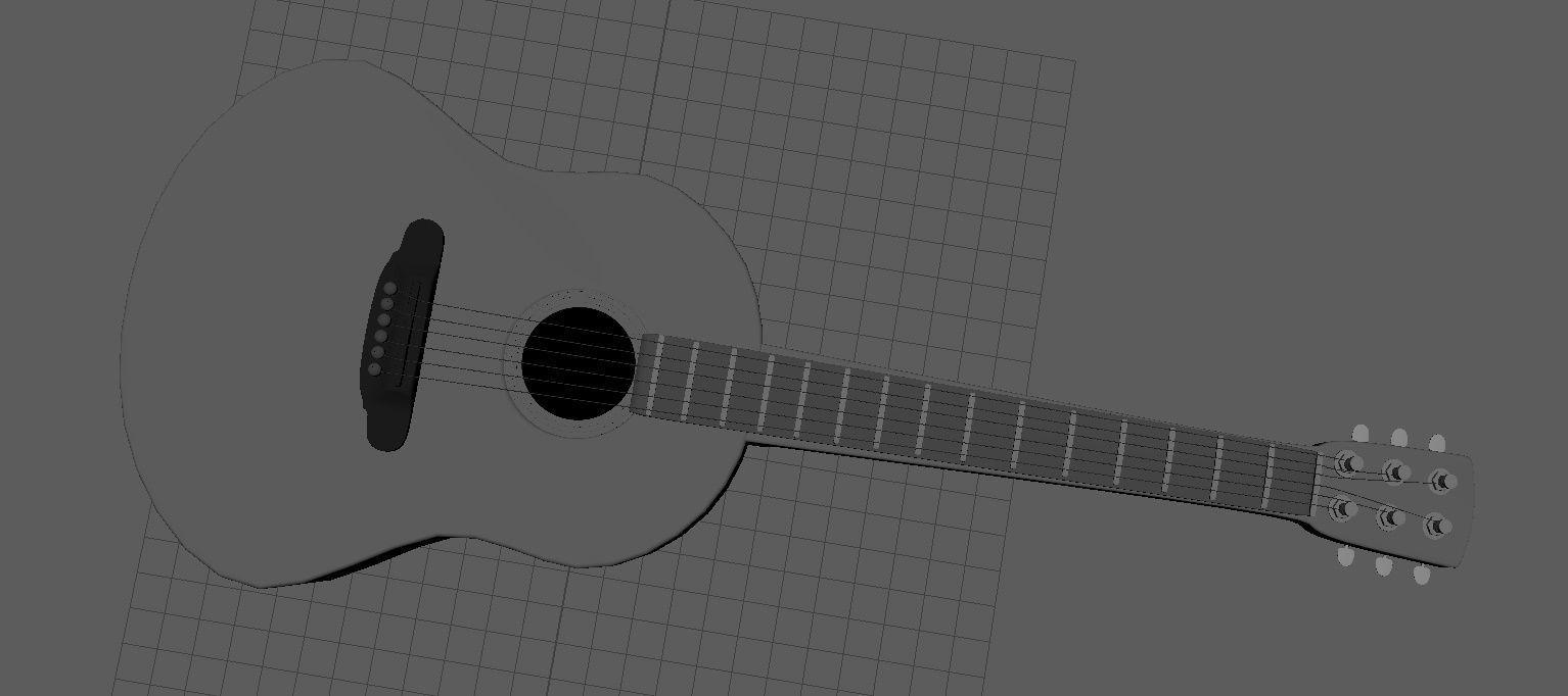 guitar acoustic Low-poly 3D model_4
