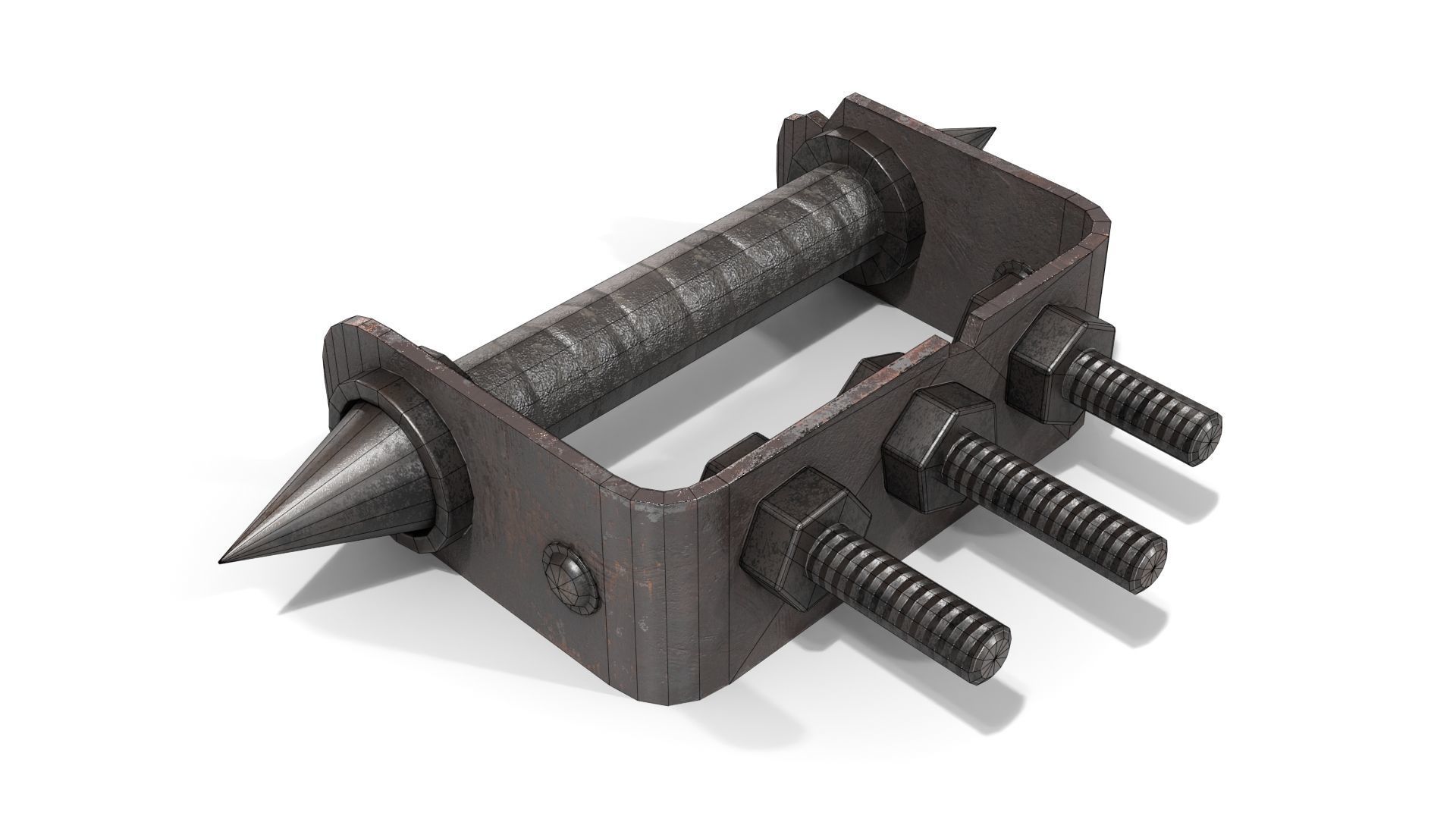 Homemade Brass Knuckles Low-poly 3D model_10