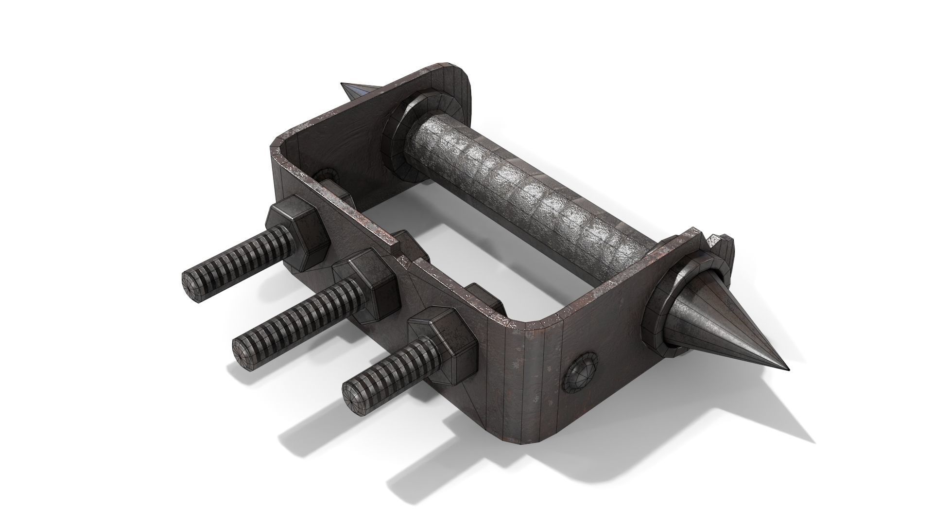 Homemade Brass Knuckles Low-poly 3D model_12