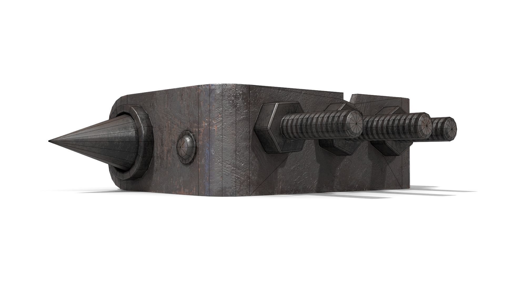 Homemade Brass Knuckles Low-poly 3D model_19