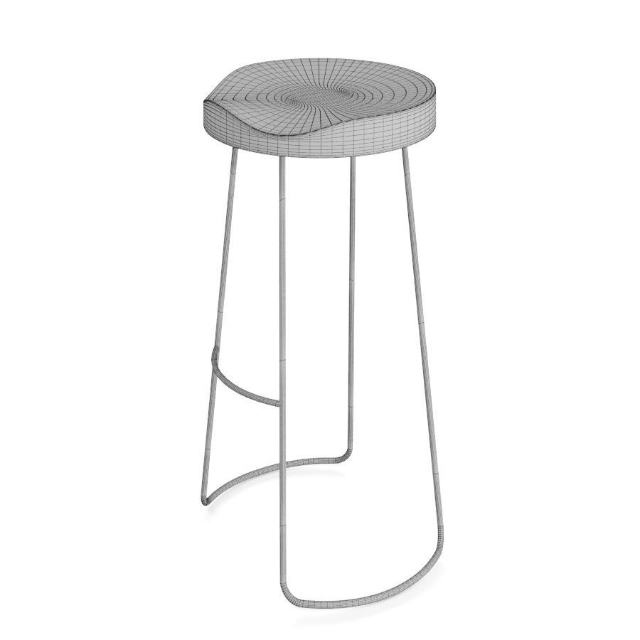 Alaya Bar Wooden Stool 3D model_6