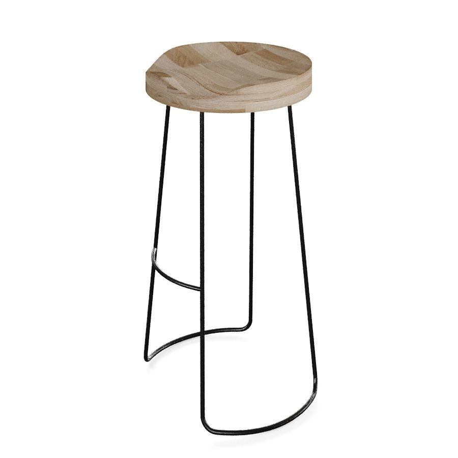 Alaya Bar Wooden Stool 3D model_1