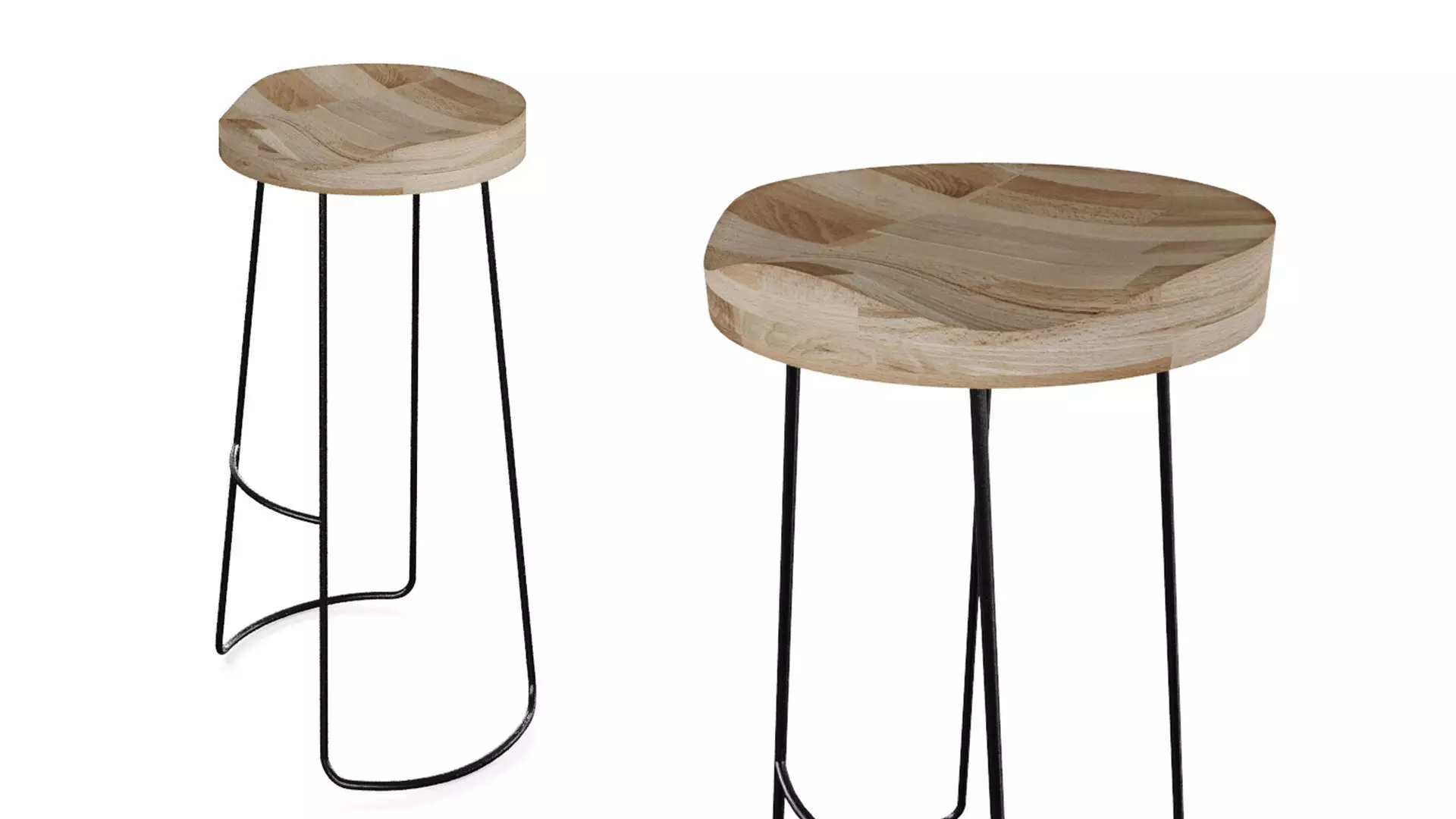 Alaya Bar Wooden Stool 3D model_0