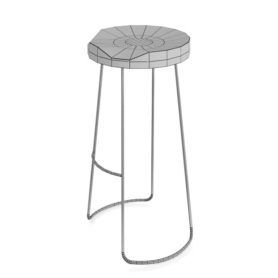 Alaya Bar Wooden Stool 3D model_5