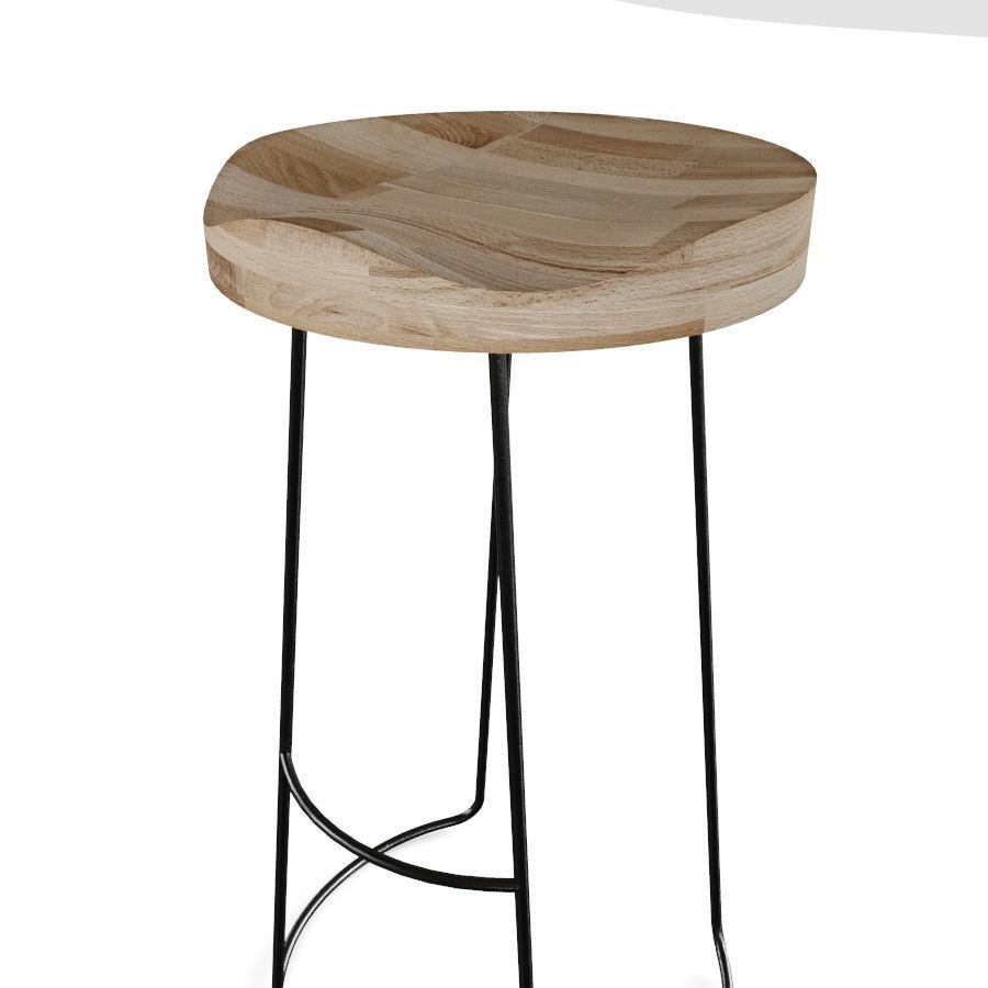 Alaya Bar Wooden Stool 3D model_4