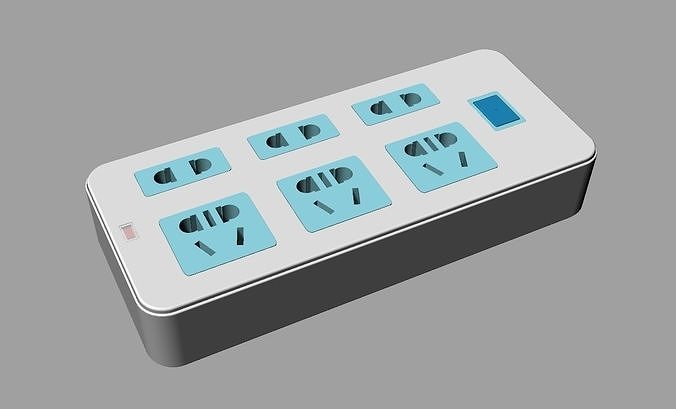 Arrangement model power outlet with four different plugs 3D model