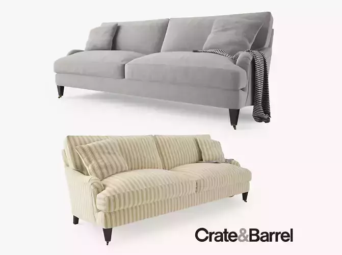 Crate and Barrel Essex Sofa with Casters 3D model