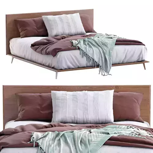 Bed Walnut By Westelm 3D model