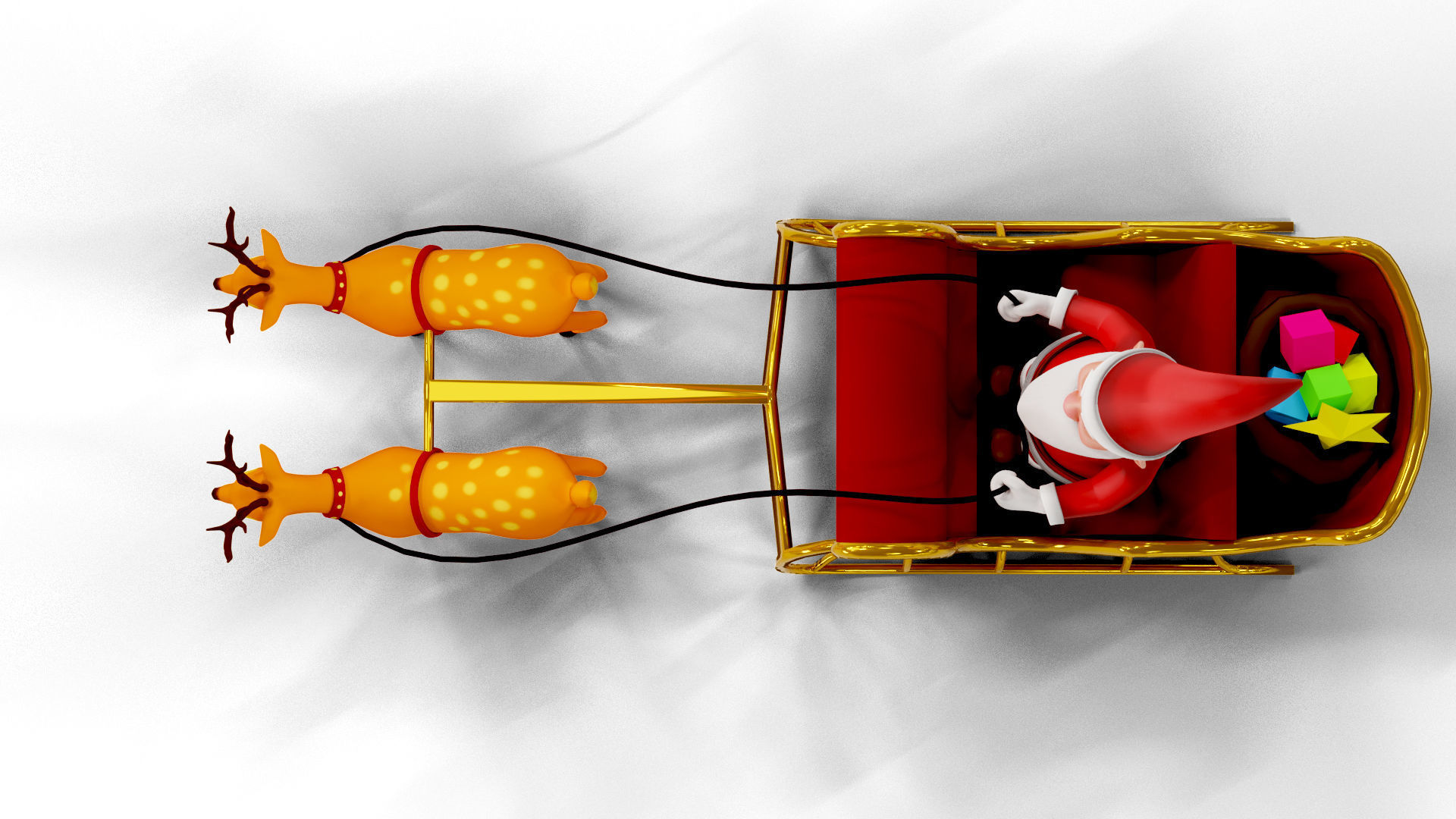 Cartoon Santa Claus with Deer Unity Package Low-poly 3D model_3