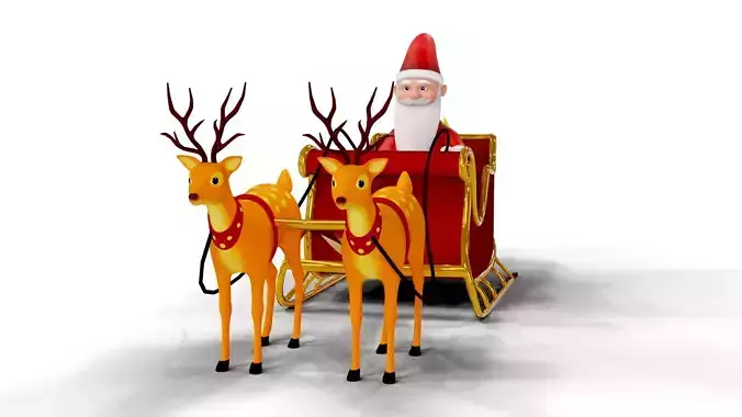 Cartoon Santa Claus with Deer Unity Package