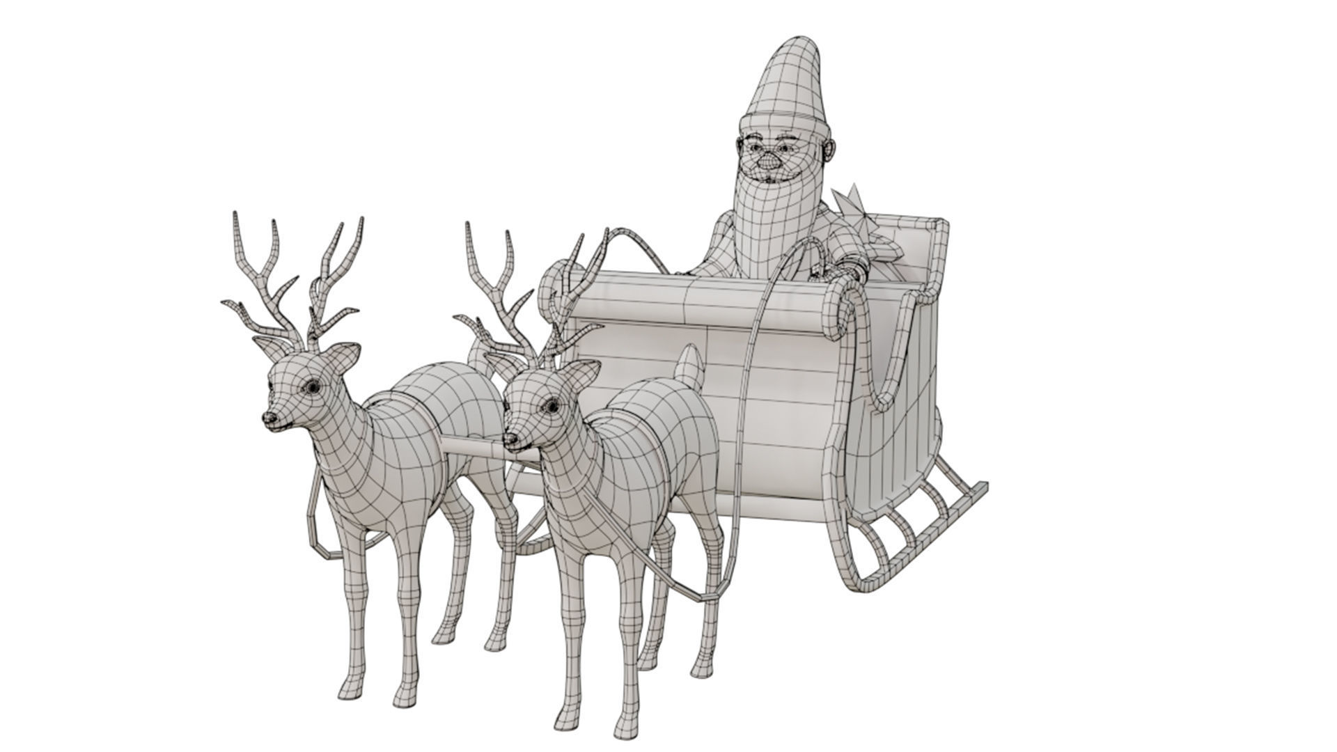Cartoon Santa Claus with Deer Unity Package Low-poly 3D model_15