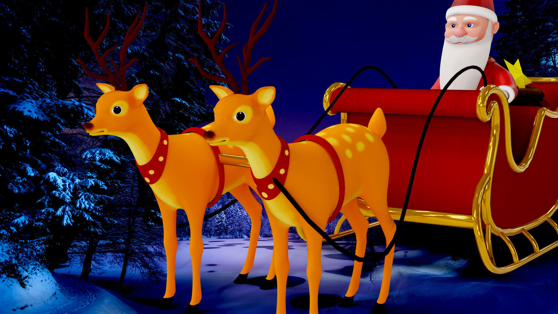 Cartoon Santa Claus with Deer Unity Package Low-poly 3D model_4