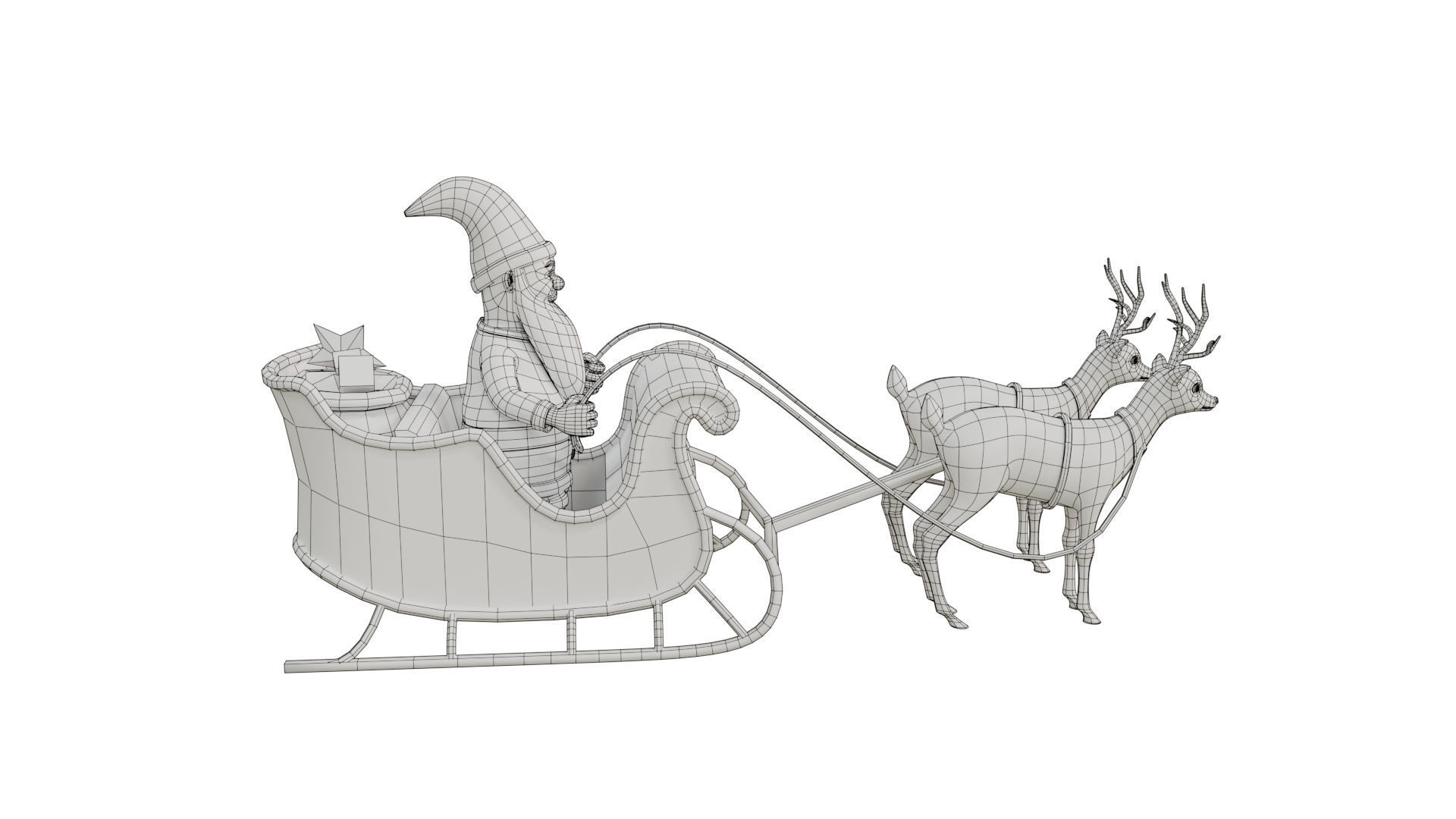 Cartoon Santa Claus with Deer Unity Package Low-poly 3D model_14