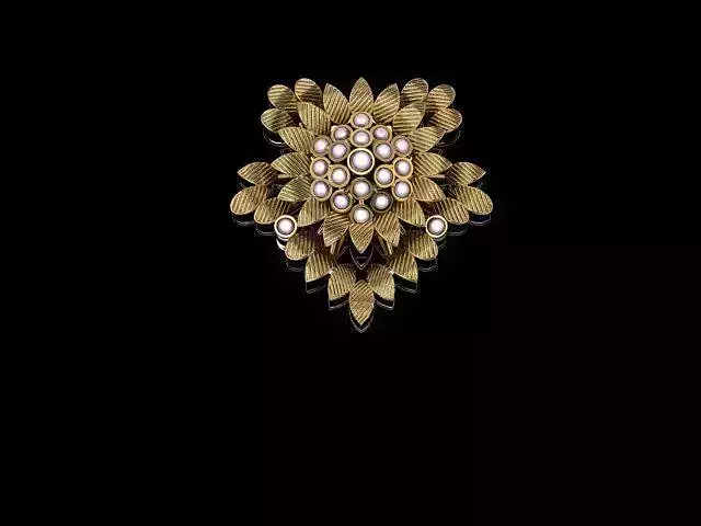 locket gold and diamond flower brooch Free 3D print model