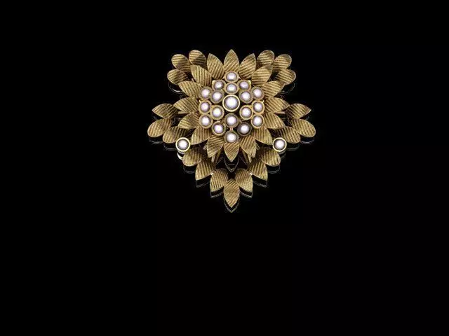 locket gold and diamond flower brooch Free 3D print model