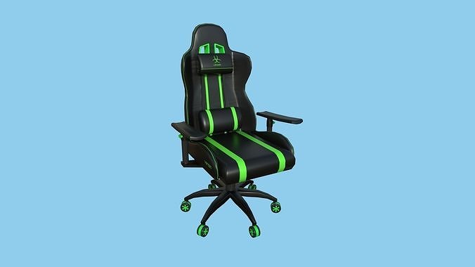 Gamer Chair 03 - Black Green - Furniture Interior Design Low-poly 3D model
