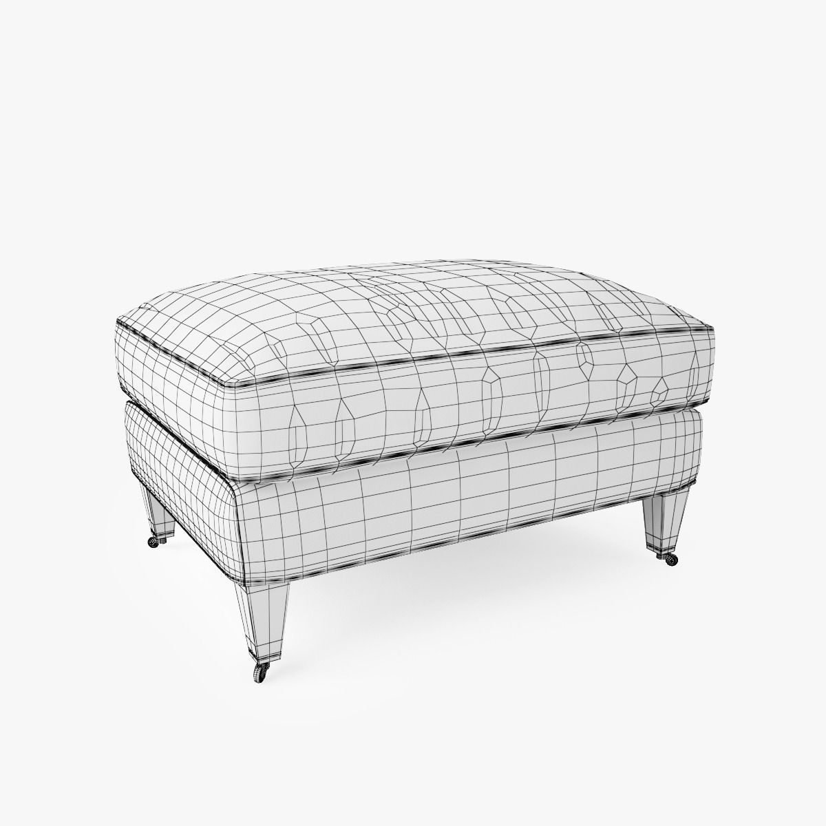 Crate and Barrel Essex Ottoman with Casters 3D model_4